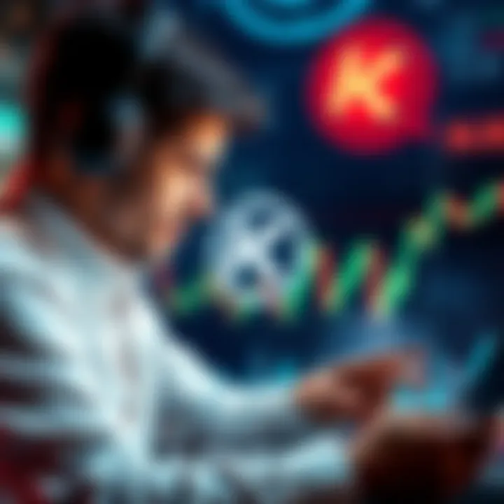 Investment in Kaspa Investor analyzing charts with Kaspa logo and positive market trends