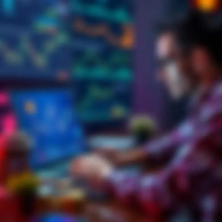 Investment options in cryptocurrency A person evaluating different cryptocurrencies with a laptop and charts, showing interest in Solana and other coins.