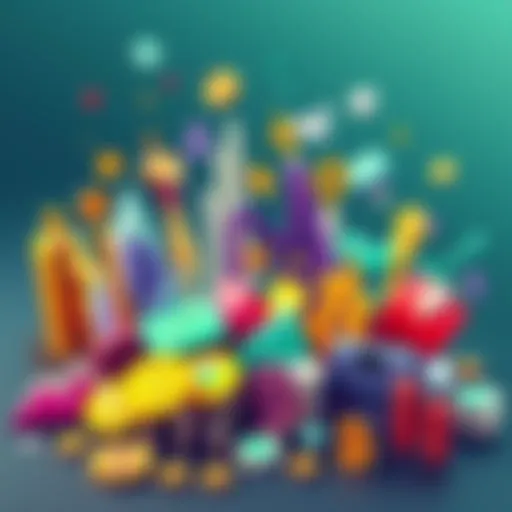 A collection of different investment symbols like stocks, real estate, and bonds, representing alternatives to Bitcoin for long-term growth.