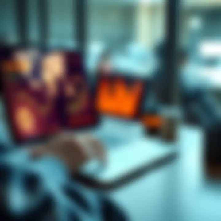 A person analyzing different investment platforms on a laptop with charts and graphs visible.