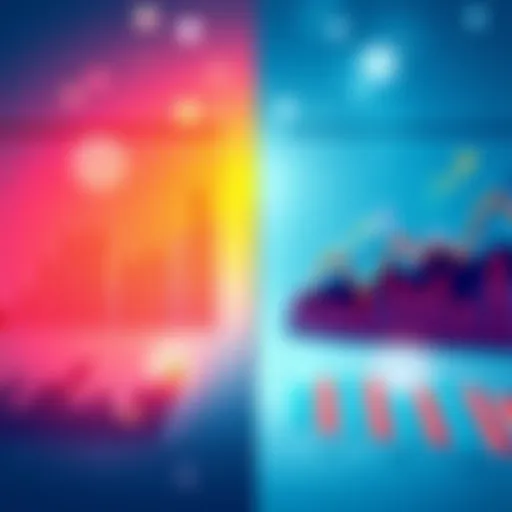 A side-by-side comparison of aggressive and moderate investment portfolios with charts and graphs illustrating their performance.