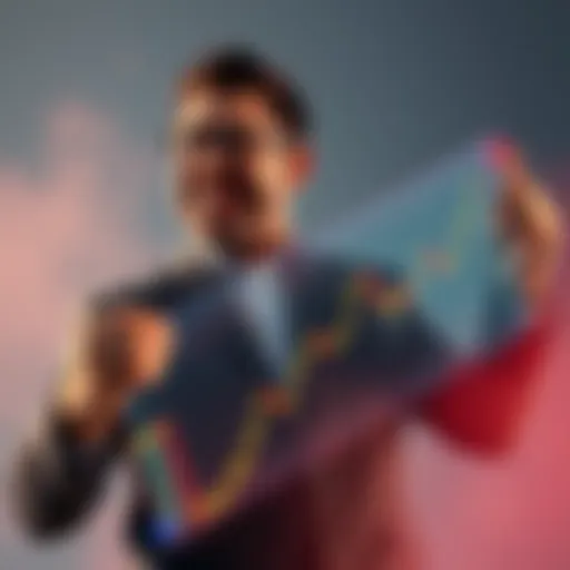 A confident investor holding a bullish chart, showcasing a positive outlook despite market downturns.