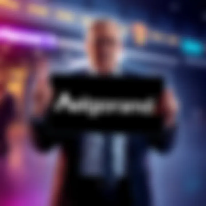 An investor confidently holds a sign displaying the Algorand logo, symbolizing ownership and control in the blockchain space.