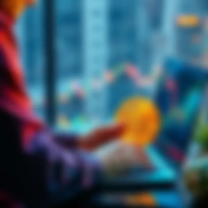 A person purchasing Bitcoin on a laptop while looking at market trends, symbolizing a long-term investment strategy