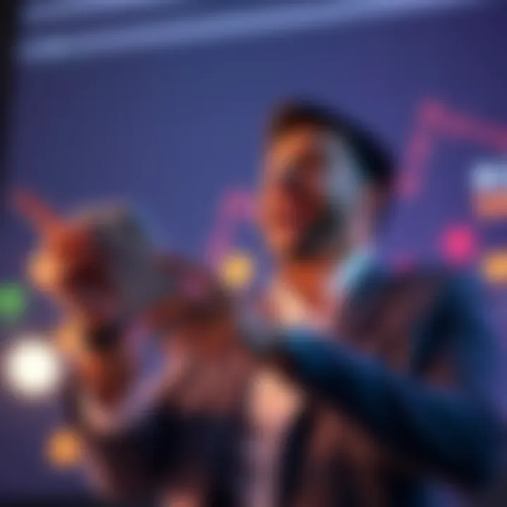An excited investor holding a smartphone with a rising graph on the screen, symbolizing profits from an altcoin investment.