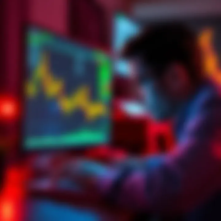 An investor looking at a laptop screen displaying cryptocurrency charts, contemplating a recent financial decision with a worried expression.