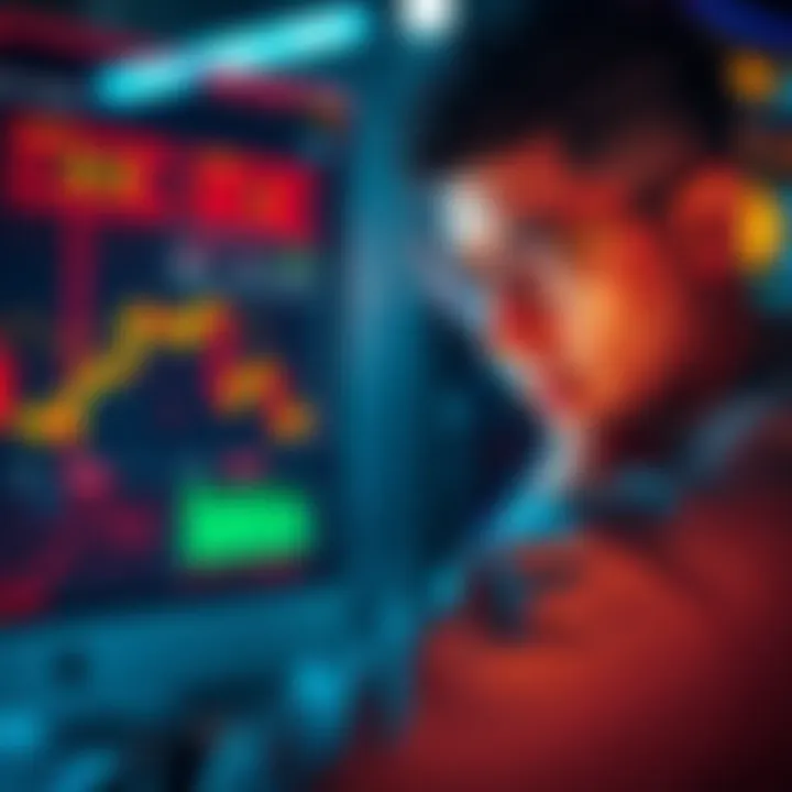 A person analyzing stock charts and graphs, contemplating investment choices with a focused expression.
