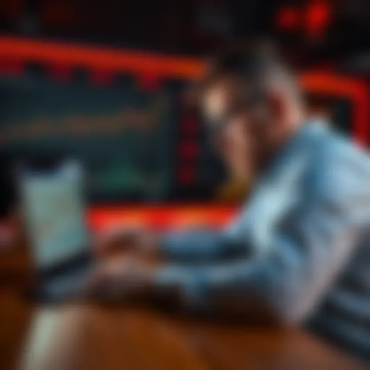 A concerned investor studying Ethereum charts on a laptop, pondering whether to sell or trade their 4 ETH holdings.