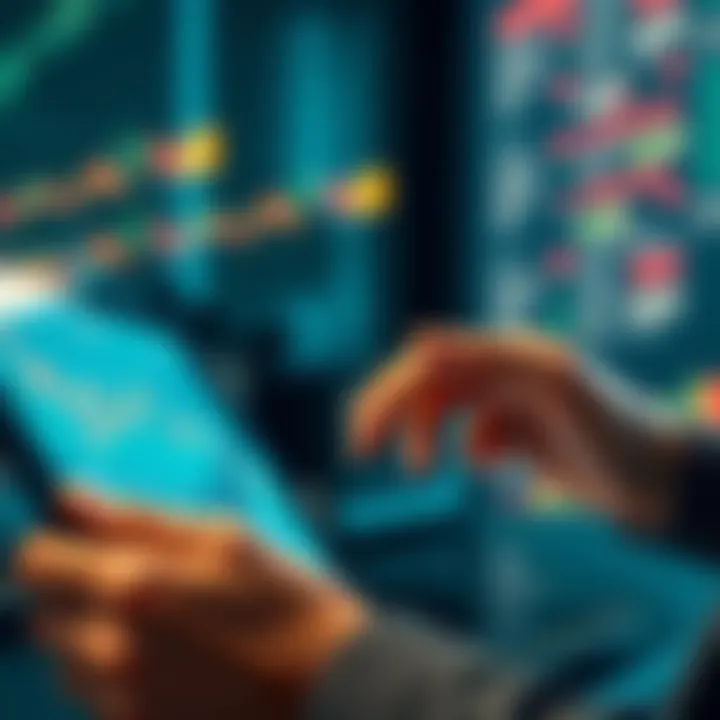 A person analyzing financial data on a tablet while looking at a graph showing HBAR token price changes, symbolizing a strategic investment move.