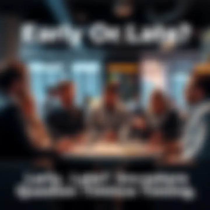 Group of people in a casual meeting discussing market trends and investment timing