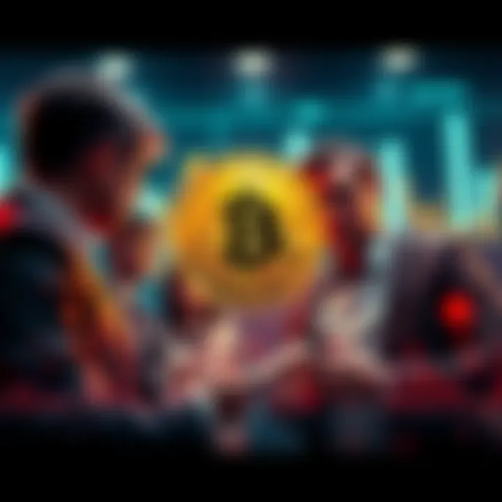 Investors considering Bitcoin investment Group of investors discussing Bitcoin strategy as price nears $65,000