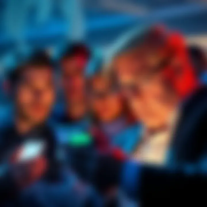A group of worried investors looking at their smartphones showing declining cryptocurrency values