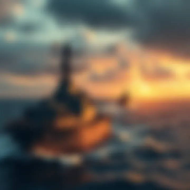 Iranian naval forces in the Strait of Hormuz amidst U.S. naval presence, highlighting tensions in oil export routes.