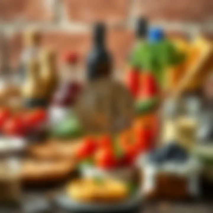 A selection of premium Italian food products displayed alongside a Bitcoin symbol, representing the connection between gourmet food and cryptocurrency.