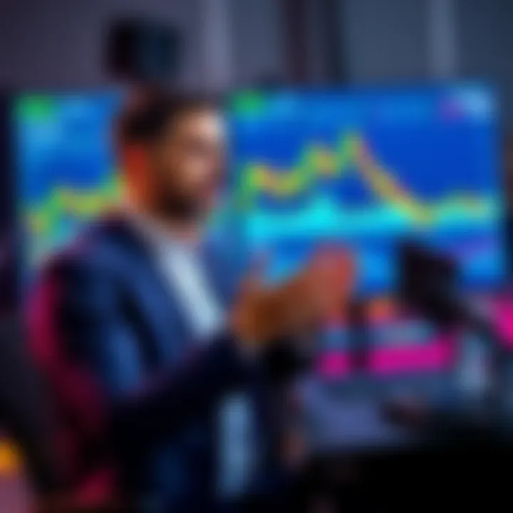 Ivan on Tech speaking in front of a screen displaying crypto trends and charts