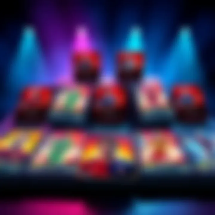 A vibrant display of various J League collectible cards arranged neatly, showcasing different players and designs.