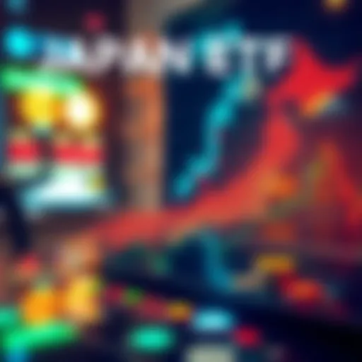 A graph showing the rise of cryptocurrency ETFs in Japan with a focus on 2028 approval, featuring Japan's financial symbols and digital currency icons.