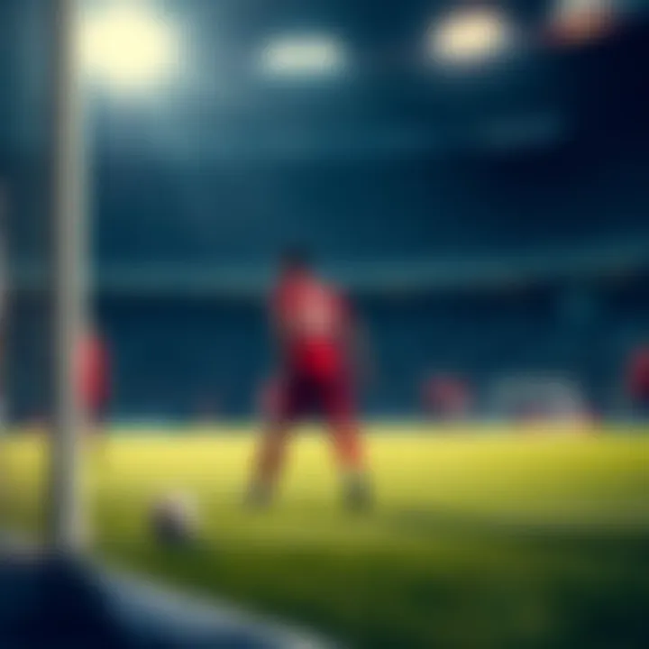 Joao Pedro standing at the penalty spot, ready to take a shot, with players watching anxiously in the background.