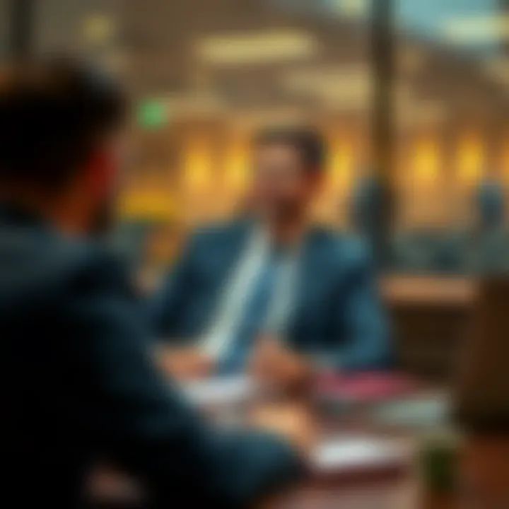 A person in business attire sitting at a table during a job interview, looking confident while discussing financial success from Fartcoin.