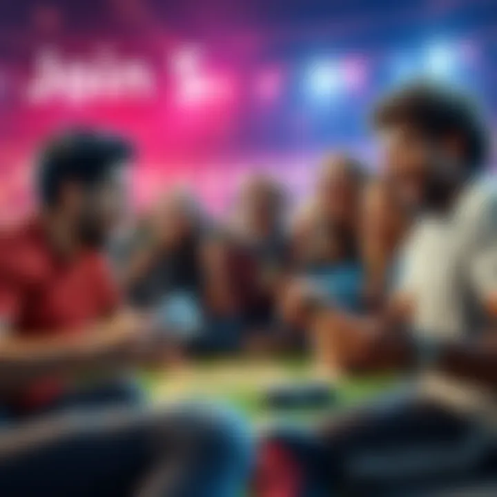An excited group of friends playing Sorare during World Cup season, showcasing soccer cards and using a mobile app.
