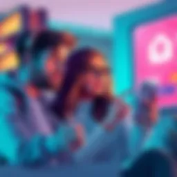 Two people looking at their joint bank account on a mobile app, one person seems confused while the other points at the screen.