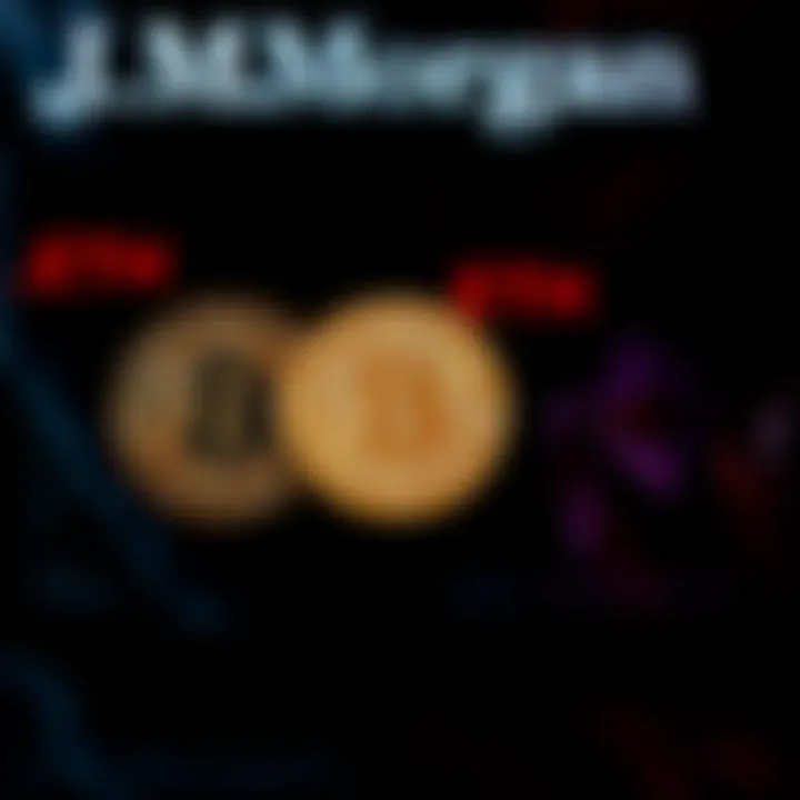 A graphic showing Bitcoin and Ethereum logos alongside the J.P. Morgan logo, symbolizing the bank's new lending policy.