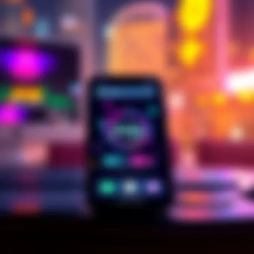 A smartphone displaying the Jup Coin app interface with vibrant graphics, showcasing innovative products.