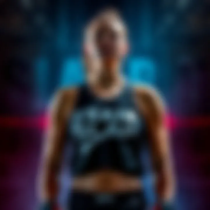 Karolina Arm, a professional MMA fighter, stands confidently with the Team SLAP logo behind her, showcasing strength and partnership.