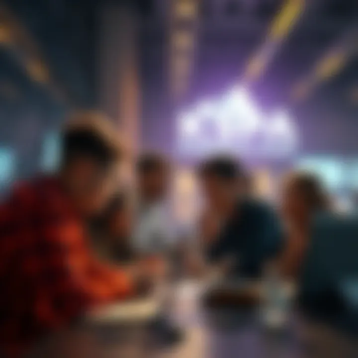 A group of people discussing Kaspa integration on a digital platform, showing concern and determination.