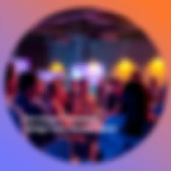 A diverse group of people engaged in discussion and sharing ideas at a Kaspa community event, showcasing collaboration and innovation.