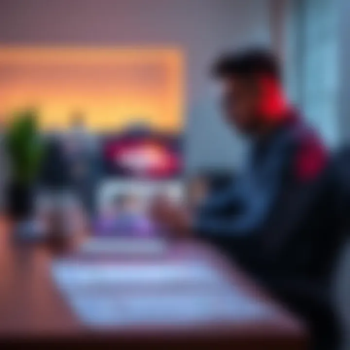 Feedback Request for Kaspa Community Website A person sitting at a desk with a laptop, displaying the new Kaspa community website, while writing notes