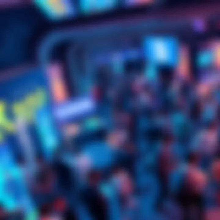 KASPA at Crypto Event A busy crypto event with people networking and discussing KASPA technology, highlighting its potential and benefits.