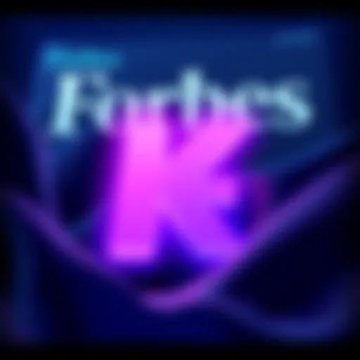 An illustration of the Kaspa logo with a Forbes magazine cover in the background, symbolizing its recognition and potential growth.