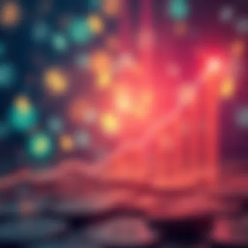 A graph showing the rising demand for Kaspa as stablecoin regulation increases, illustrating a shift towards decentralized currencies, with a background of digital currency symbols.