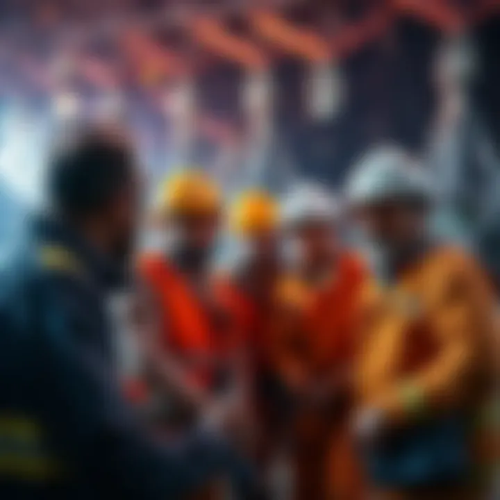 A group of miners discussing the challenges of Kaspa's fair launch. They appear concerned about unequal access to resources and funding.