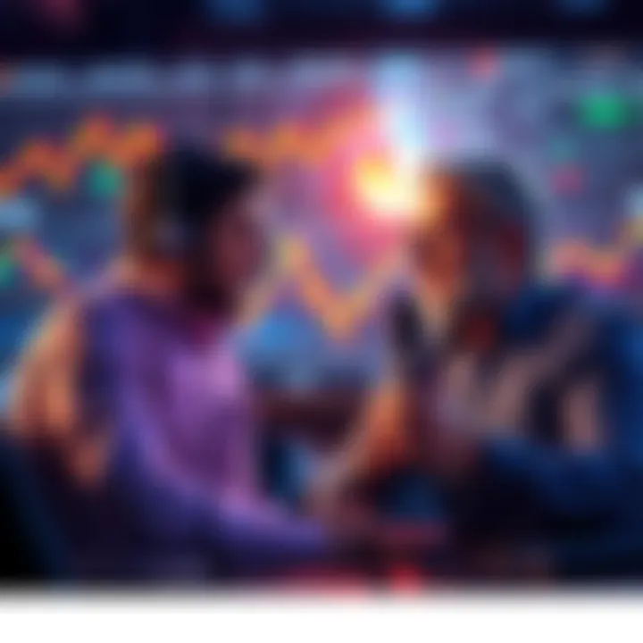 Two hosts talking passionately about Kaspa's future with charts and graphs in the background
