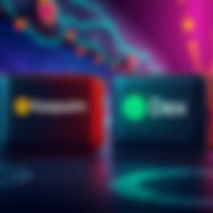 Side-by-side view of two crypto wallets labeled Kaspuim and Dex, showing icons for security and ease of use