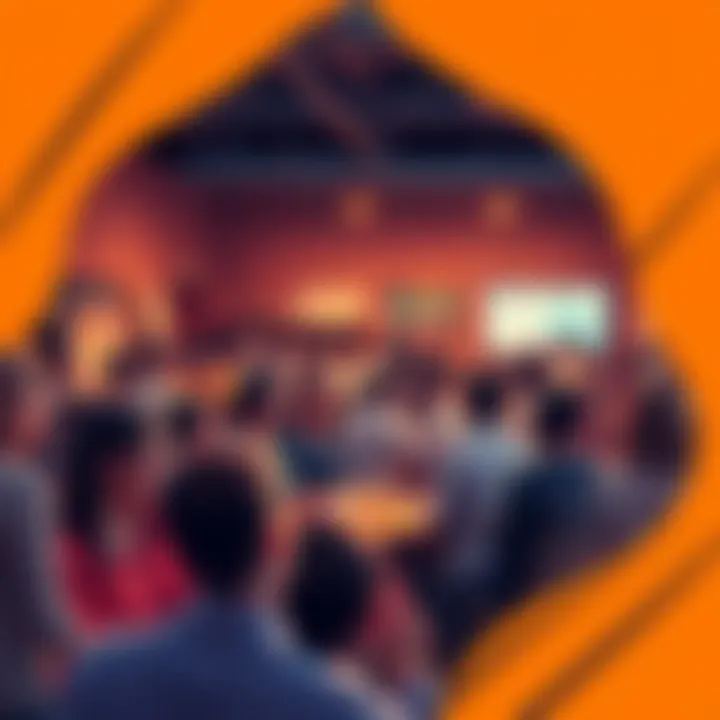 A diverse group of people in a community event, sharing ideas and engaging with each other about Kendu initiatives.