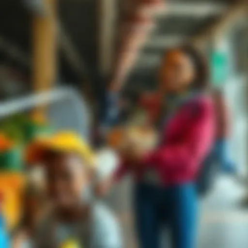 A person helping another person carry groceries, showcasing an act of kindness in a community setting.
