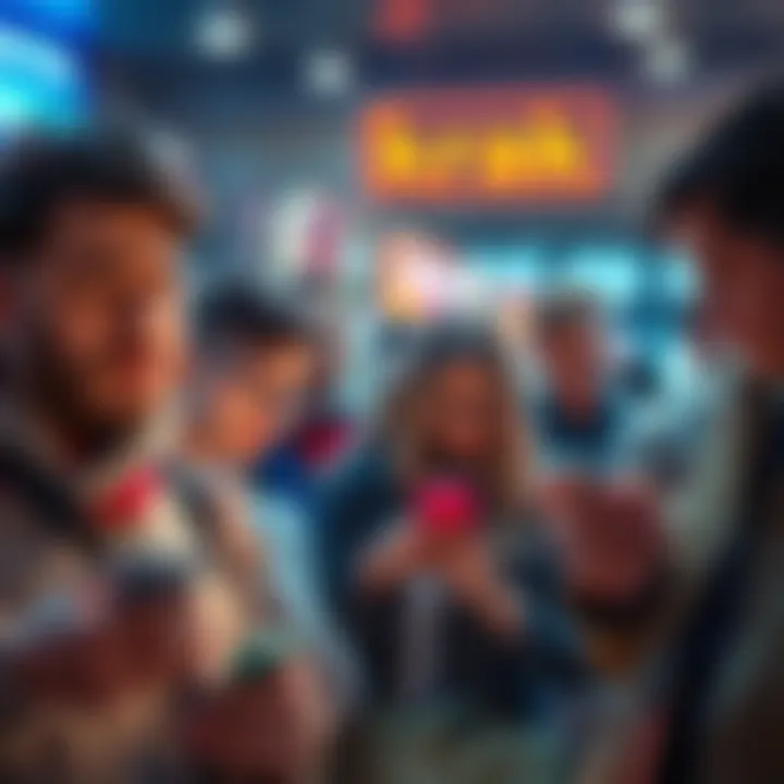 A group of people expressing frustration while checking their phones for updates on Krak card deliveries in France.