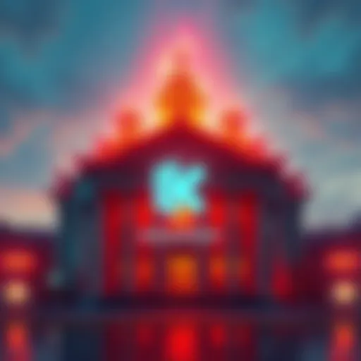 A digital representation of Kraken's logo combined with a traditional bank building, symbolizing the shift from crypto to banking.