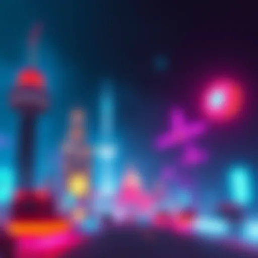 A scene showing digital landmarks with excitement among fans in the game ATLAS:EARTH