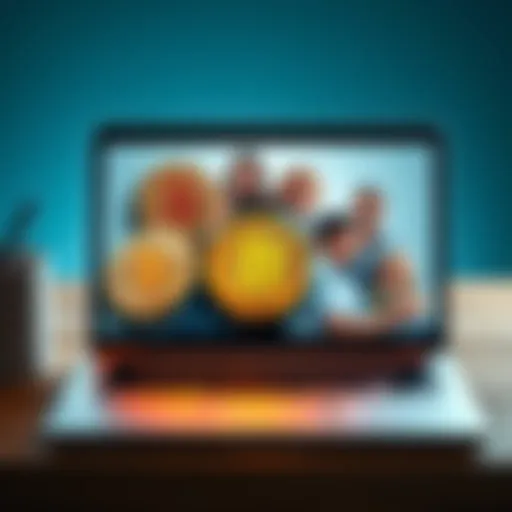 A laptop displaying Bitcoin symbols and a family photo, symbolizing the search for digital assets after a loss.