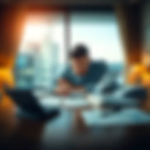 A person contemplating a large monetary investment at a table with a calculator and financial papers, symbolizing wealth growth strategies.