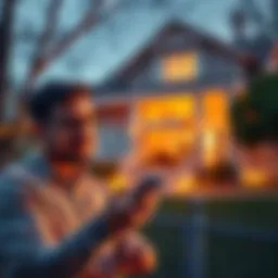 A person receiving a digital currency transfer on a smartphone while discussing financial implications with a friend, with a house in the background