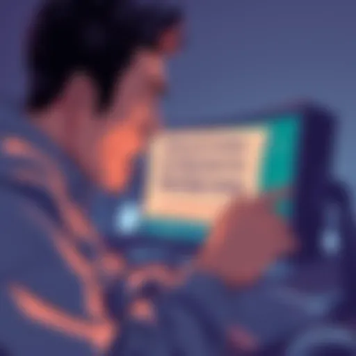 Illustraion showing a frustrated person looking at their computer screen, displaying a warning about high migration fees for WAR tokens