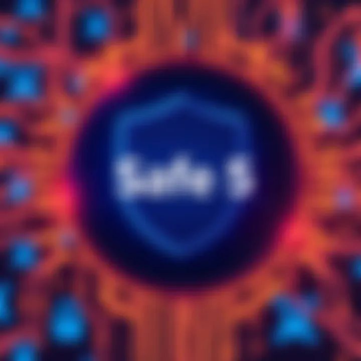 Launch of Safe 5 A graphic showing the Safe 5 logo with a background of digital security symbols