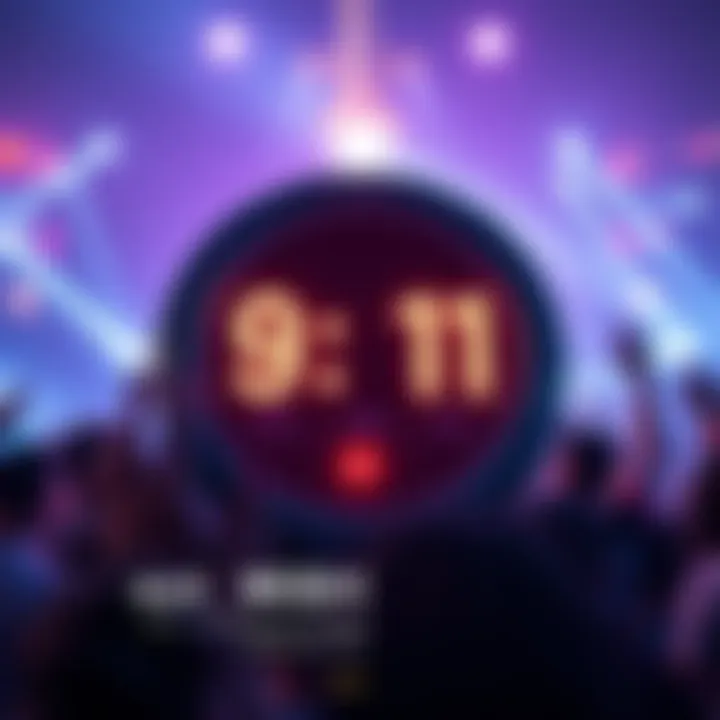 A countdown clock showing time ticking down to the launch of .11, with excited fans in the background cheering.