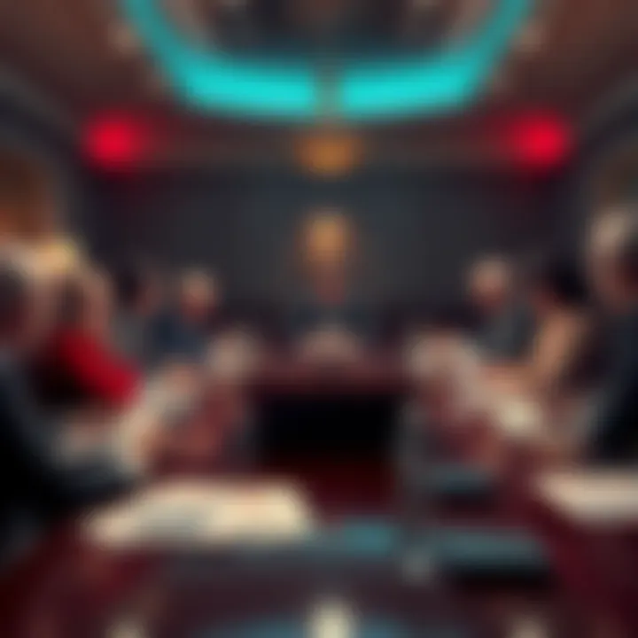 A group of US lawmakers in a meeting discussing the ban on Central Bank Digital Currency, with charts and papers on the table.