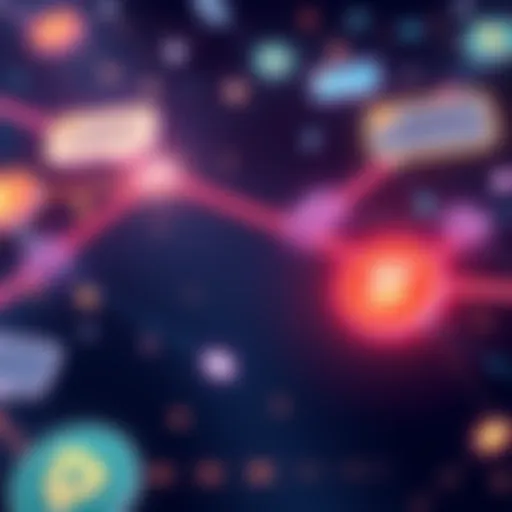 Illustration showing interconnected chains representing LayerZero's cross-chain ecosystem with messages flowing between them and symbols for USDT and USDC stablecoins.